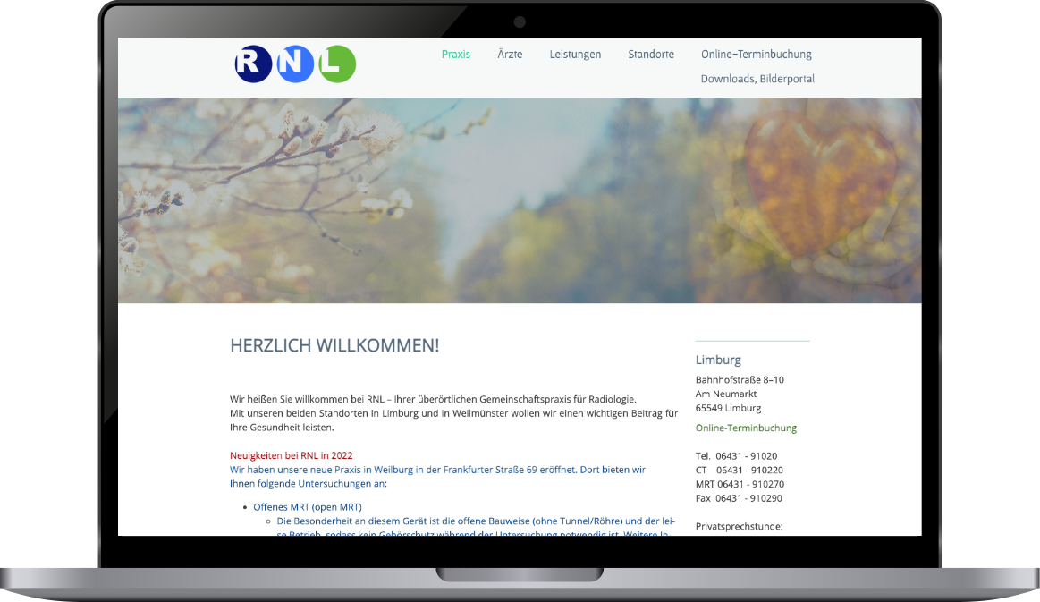 Das ist ein neuer Relaunch einer Radiologie-Website, umgesetzt von einem Webdesigner aus Hamburg.
